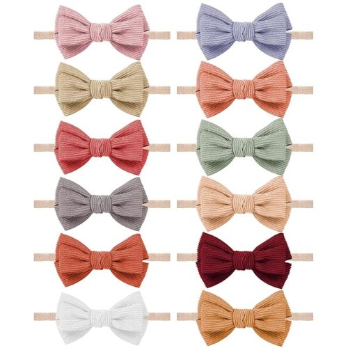 Baby Girl Headbands and Bows, Newborn Infant Toddler Nylon Elastics Hairbands Hair Accessories - Multicolor