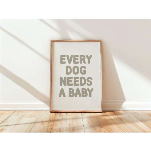 Dog & Baby Art Print | Neutral Boho Nursery Decor