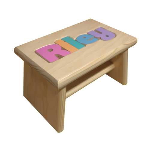 Puzzle Name Stool Personalized with Primary/Pastel Colors or Custom Colors