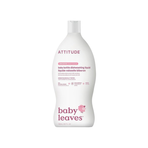 ATTITUDE Baby Dish Soap and Bottle Cleaner, EWG Verified Dishwashing Liquid, No Added Dyes or Fragrances, Tough on Milk Residue and Grease, Vegan, Unscented, 23.7 Fl Oz