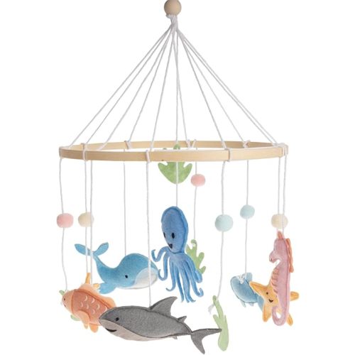 First Landings Ocean Creatures Baby Mobile for Crib - Baby Nursery Mobiles - Ocean Nursery Decor Theme - Gender Neutral Baby Stuff - Ocean Animals Nursery Decor Baby Mobile - Ocean Baby Stuff
