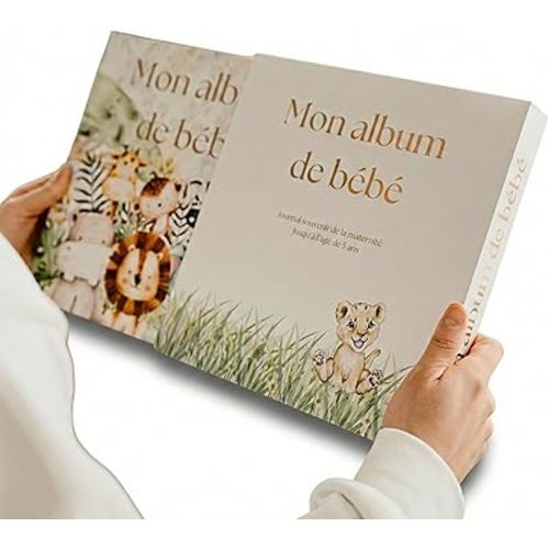 Journal souvenir pour bébé de l'annonce de la grossesse jusqu’à l’âge de 5 ans – Livre de naissance - Album photo unisexe pour conserver chaque étape de la vie de bébé - Journal de grossesse