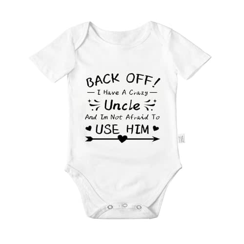 Avuzcemk Back Off I Have a Crazy Uncle and I’m Not Afraid To Use Him Bodysuits, Funny Baby Clothes Cotton Outfits 0-24 Months