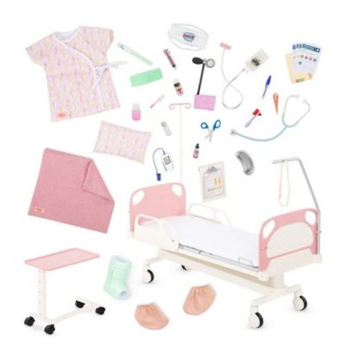 Our Generation Adjustable Hospital Bed & Doctor Set For 18" Dolls - Get Well Bed