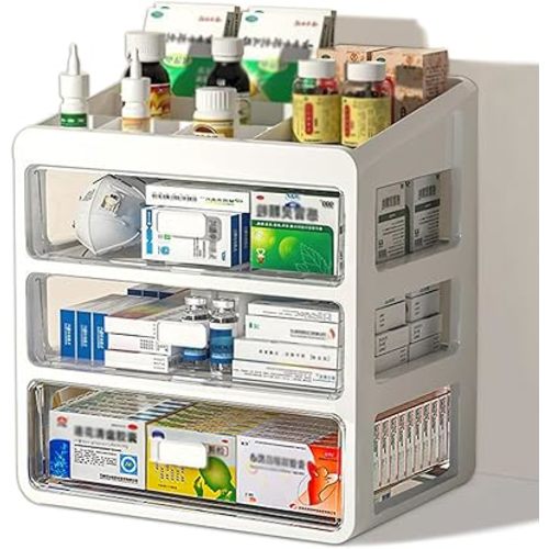 Multilayer Drawertype Plastic Storage Box Organizer/Medicine Box - Multifunctional Storage Container,Family Medicine Box Organizer,Organize Medications,Stationery,Office Items,Etc,Easy Access