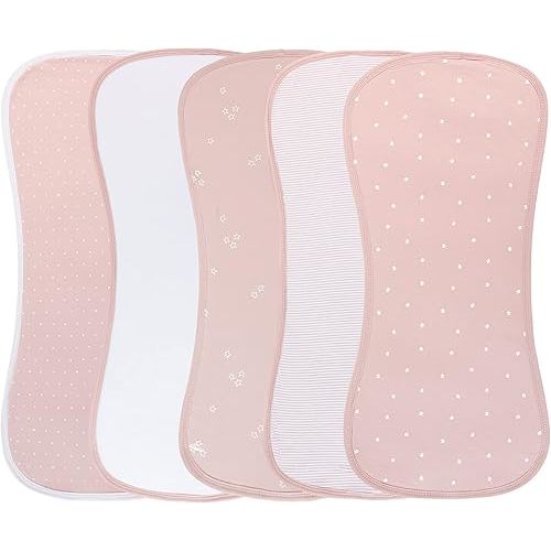 Ely's & Co. Baby Burp Cloths - 5pc Hourglass Shape with Extra Absorbent - Baby Bibs & Burp Cloths Baby Girl and Baby Boy, Newborn Essentials (Pink Tulip)