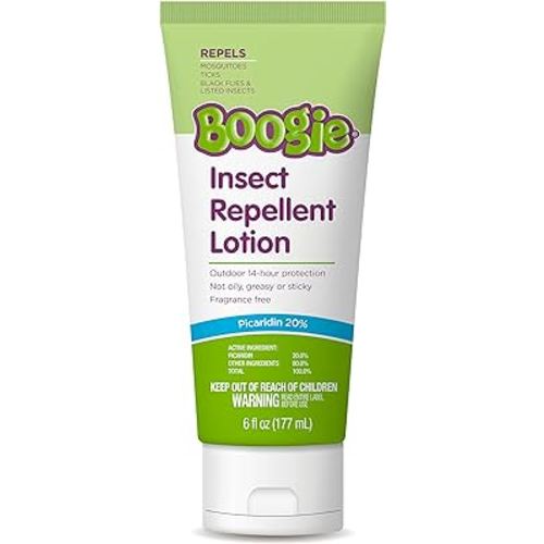 Boogie Insect Repellent Lotion, Keep Mosquitoes, Ticks and Flies Off, DEET Alternative Repellent, Up to 14-Hour Protection, Fragrance-Free, 6 Ounce, Odorless Lotion