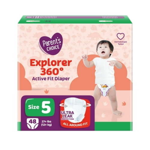 Parent's Choice Explorer 360 Active Fit Diaper Pants, Size 5, 48 Count