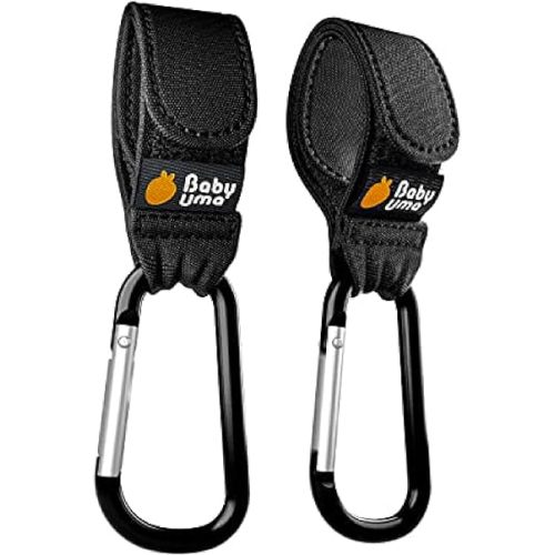 Baby Uma Stroller Hooks for Bags (2 Pack) - Universal Stroller Clips and Hooks, Non-Slip with One-Hand Opening, 11 lb Weight Capacity, Baby Travel Essential