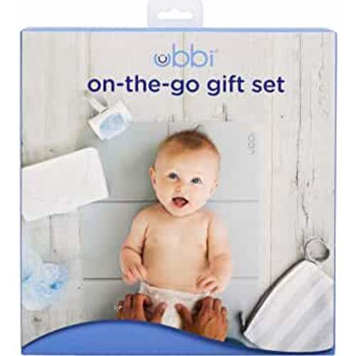 Ubbi On-The-Go Gift Set, Baby Essentials, Includes Portable Changing Pad, Wipe Dispenser, and Bag Dispenser, Newborn Baby Essential