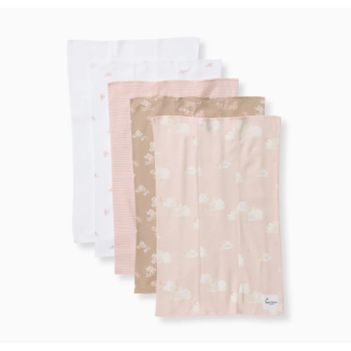 Whimsical Floral Organic Cotton Burp Cloths 5 Pack