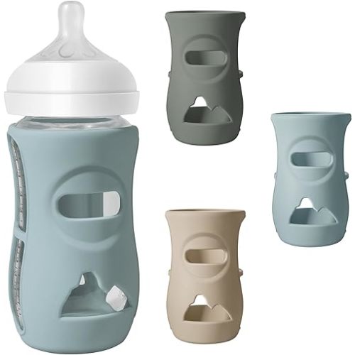 3 Pack Silicone Sleeves for Philips Avent Natural Bottle, Food Grade Silicone Anti Breakage Baby Bottles Holder, Compatible with Philips Avent Glass Natural Baby Bottle 8oz