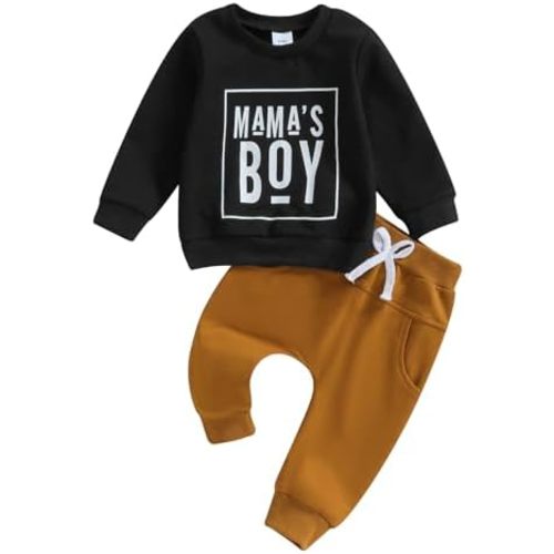 Karwuiio Toddler Baby Boy Clothes Outfits Long Sleeve Letter Sweatshirt Tops Joggers Pants Infant Fall Winter Clothes Set