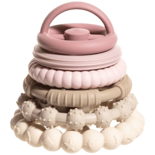 Sperric Silicone Stacking Toy – Premium Stacking Teethers - Interactive and Fun Baby Stacking Toys - Teeth Soothing for 6-12 Month, Pink
