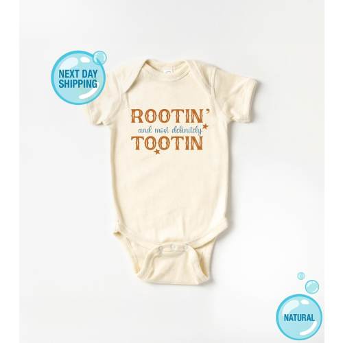 Rootin and Most Definitely Tootin Baby ONESIES® Bodysuit - Cowboy - Western - Rodeo - Country - Farm - Baby Shower Gift - Natural Bodysuit