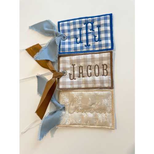 Personalized Diaper Bag Tag, Quilted Embroidered Tag, Luggage Tag, Gift Tag, Backpack Tag, Easter Basket Tag