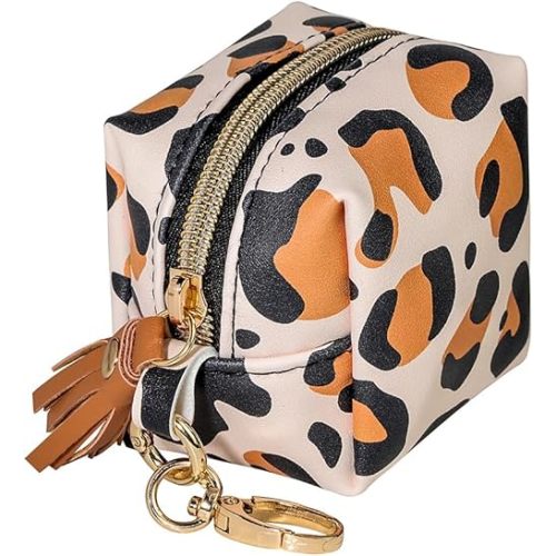 Smlpuame Pacifier Holder Case,BPA Free Leather Baby Pacifier Cover Pouch,Binky Case for Diaper Bag or Purse,Holder 4 Pacifiers or Teether Toy,Outdoor Travel Accessories,Easy to Clean(Leopard)