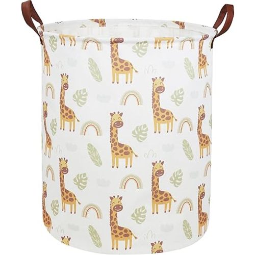 Essme Kids Laundry Hamper,Giraffe Hamper Collapsible Canvas Waterproof Animal Storage Bin for Boy, Nursery Hamper,Gift Baskets,toy bins(Giraffe)