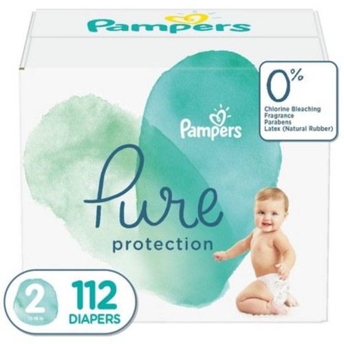 Pampers Pure Protection Disposable Diapers Enormous Pack (Select Size), Size: Size 2 (112 Count)