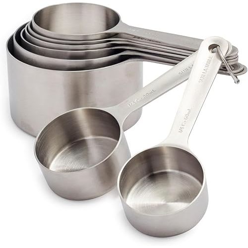 Sur La Table Stainless Steel Measuring Cups, Set of 8, Silver