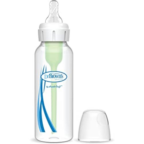 Dr. Brown’s Natural Flow® Anti-Colic, Narrow Baby Bottle with Slow Flow Nipple - 8oz (1 Pack)