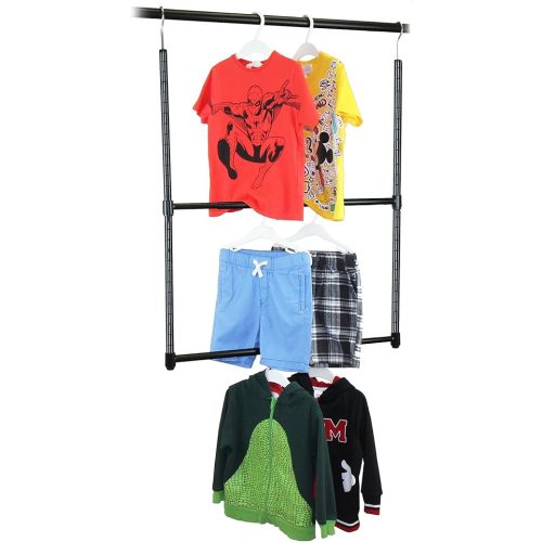 Oceanstar 2-Tier Portable Adjustable Closet Hanger Rod, Black (ACR1545B)