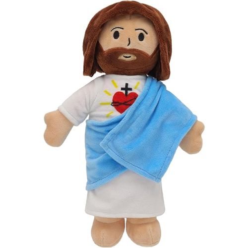 Yelakey 13" Jesus Plush Toy Heart of Jesus Plushie Savior Stuffed Doll for Church Sunday School Religious Easter Gift for Children Kids