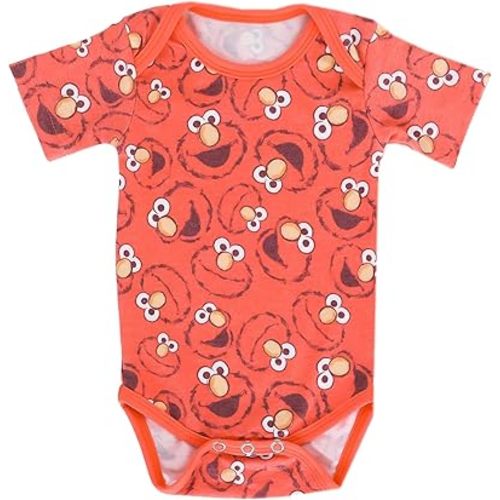 Copper Pearl Short Sleeve Bodysuit Baby: Ultra Soft Bodysuits for Newborns, Boys, Girls, and Infants - Stylish, Comfortable, Overlap Shoulders, Premium Knit Fabric - Elmo, 3-6 Months