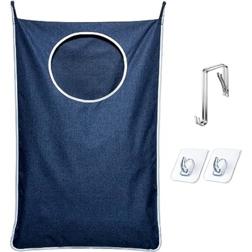 KEEPJOY XL Hanging Laundry Hamper Bag, Hanging Hamper with 2 Strong Hooks for Dirty clothes Door Hanging Laundry bag Large Size 36X22 inch (Blue-1Pack)