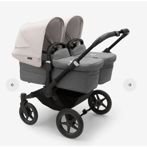 Bugaboo Donkey 5 Twin bassinet and seat stroller graphite base, grey mélange fabrics, midnight black sun canopy