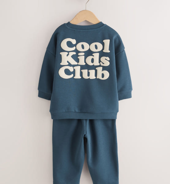 Buy Dark/Blue Back Print Crew Neck Joggers Set (3mths-7yrs) from Next USA