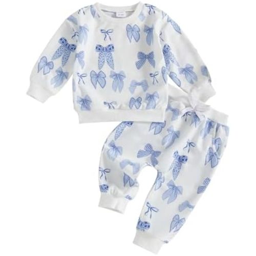 Baby Girl Fall Winter Outfits Toddler Clothes Long Sleeve Floral Graphic Crewneck Sweatshirt + Joggers Pants Set