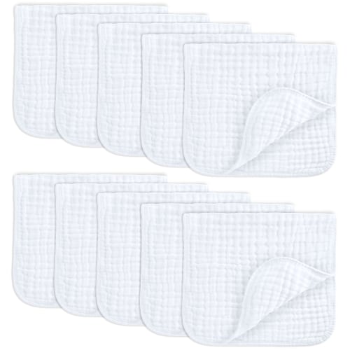 Muslin Burp Cloths in White – Comfy Cubs