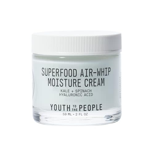 Youth To The People Superfood Air-Whip Moisture Cream, 48-Hr Hydrating Face Moisturizer, Hyaluronic Acid, Kale and Green Tea for Glowing Skin, Non-Greasy, Vegan