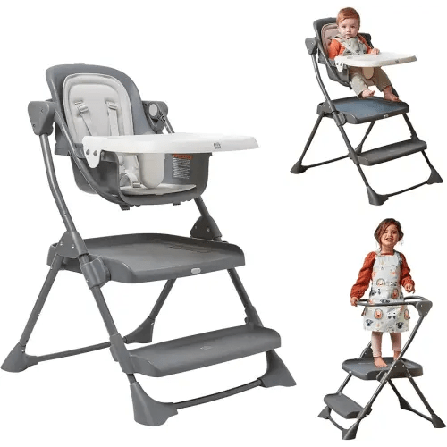 The First Years 2-for-1 Baby High Chair and Toddler Tower - Convertible Baby Chair to Toddler Step Stool - High Chairs for Babies and Toddlers - Toddler Kitchen Step Stools - For Mealtime and Playtime