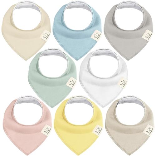 8-Pack Organic Baby Bandana Drool Bibs for Girls - Super Absorbent Baby Bibs for Baby Girls, Baby Boys, Soft Cotton Bandana Bibs, Baby Drool Bib, Teething Bibs for Infant, Toddler, Bib Girl (Dawn)