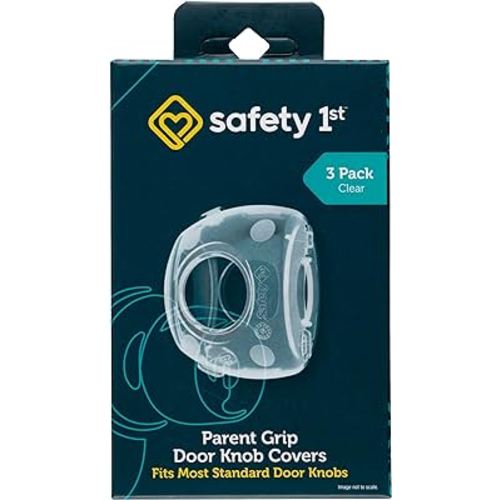 Safety 1st Parent Grip Door Knob Covers 3 Pack, Crystal Clear