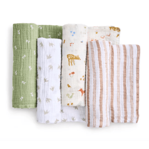 aden + anais sage woodland essentials cotton muslin swaddles 4 pack