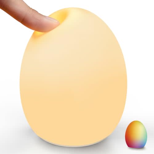 Baby Night Light, Silicone Egg Light for Kids, Portable Touch Night Lamp with 11 Colors Changing, Nursery Night Light for Breastfeeding, BPA Free, Eye Caring, Soft