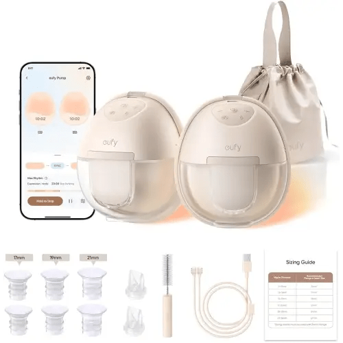 eufy Heated Wearable Breast Pump S1, Hands-Free Breast Pump with Industry-Leading HeatFlow Tech, App-Controlled OptiRhythm, Hospital-Grade Suction, Leakproof, Slim and Ultra-Quiet for in-Bra Use