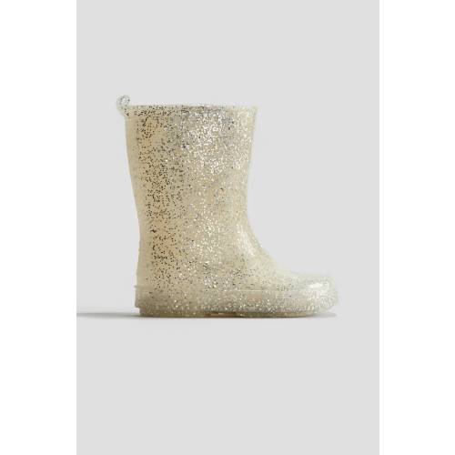 GLITTERY RUBBER BOOTS, Silver-Colored - size 8.5