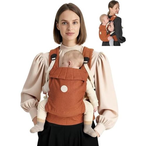 GROWNSY Baby Carrier, One-Click Release Clasp for Easy to Wear, Cozy Wraps Carrier Newborn to Toddler with Head Support(7-44lbs), Ergonomic & Lightweight for Infant to Toddler, Sepia