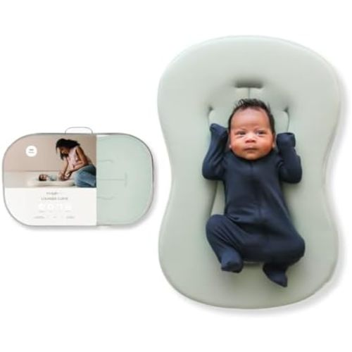 Snuggle Me Organic Newborn Baby Infant Lounger Pillow & Travel Bag - Sage