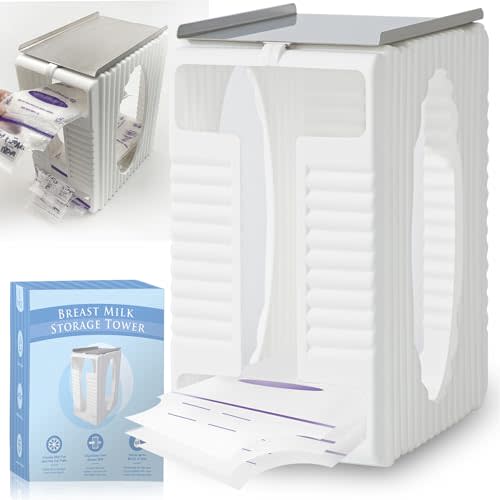 TreaHome Breastmilk Storage Container for Fridge, Breastmilk Freezer Organizer, Breast Milk Storage Bags Freezer with Metal Quick Freeze Tray, Breastfeeding Essentials