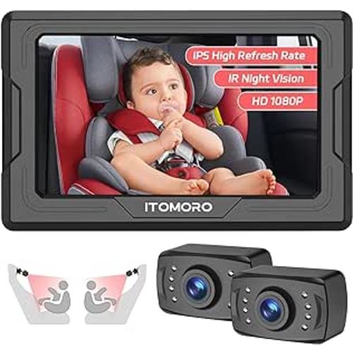 Amazon.com: Itomoro Baby Car Camera HD 1080P Dual-Channel Display Baby Car Monitor with 2 IR Night Vision Camera, Easily Install 4.3'' Car Camera for Baby with Crystal Clear Wide View for Rear Facing Seat : Baby