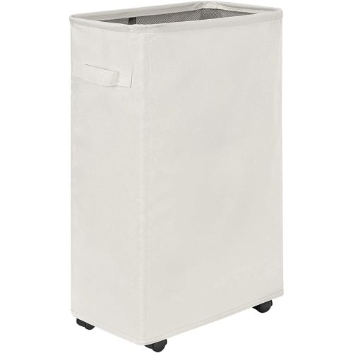 Chrislley 45L Slim Laundry Hamper with Wheels Narrow Rolling Laundry Basket Foldable Dirty Clothes Portable Skinny Hamper Organizer Storage Bins (23.2 inches, Beige 1)