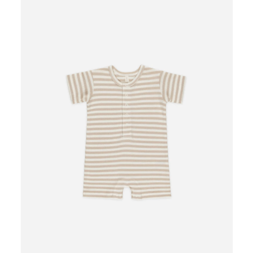 WAFFLE SNAP ROMPER || OAT STRIPE, Quincy Mae