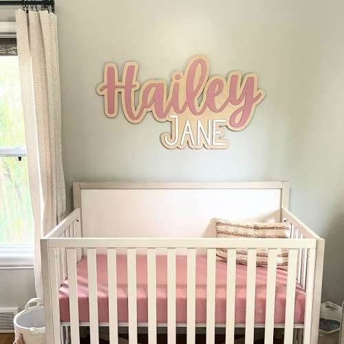Nursery Name Sign Wood Custom stacked baby name sign large wood name sign above crib cut out baby girl name sign outline sign baby shower