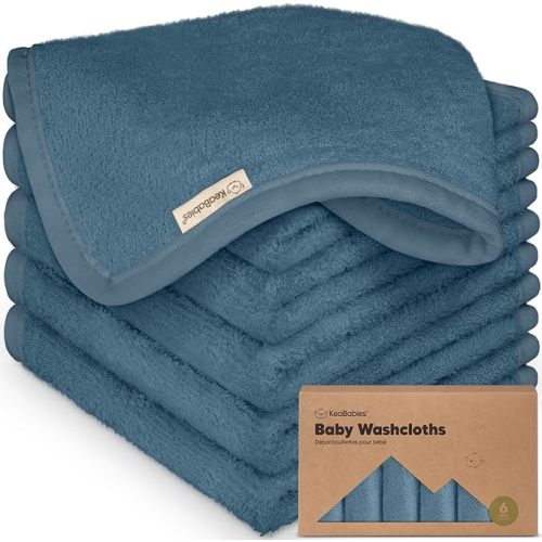 6-Pack Baby Washcloths, Soft Absorbent Washcloths for Face, Body (Navy Blue)