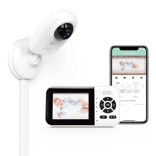 Video Baby Monitor with App and Screen 1080P Camera, 2.8 inch IPS screen, Cry Detection, Lullabies, Two Way Talk, Night Vision, Face Detection, Wall Mount, Connect Smart Watch, Temperature Monitoring